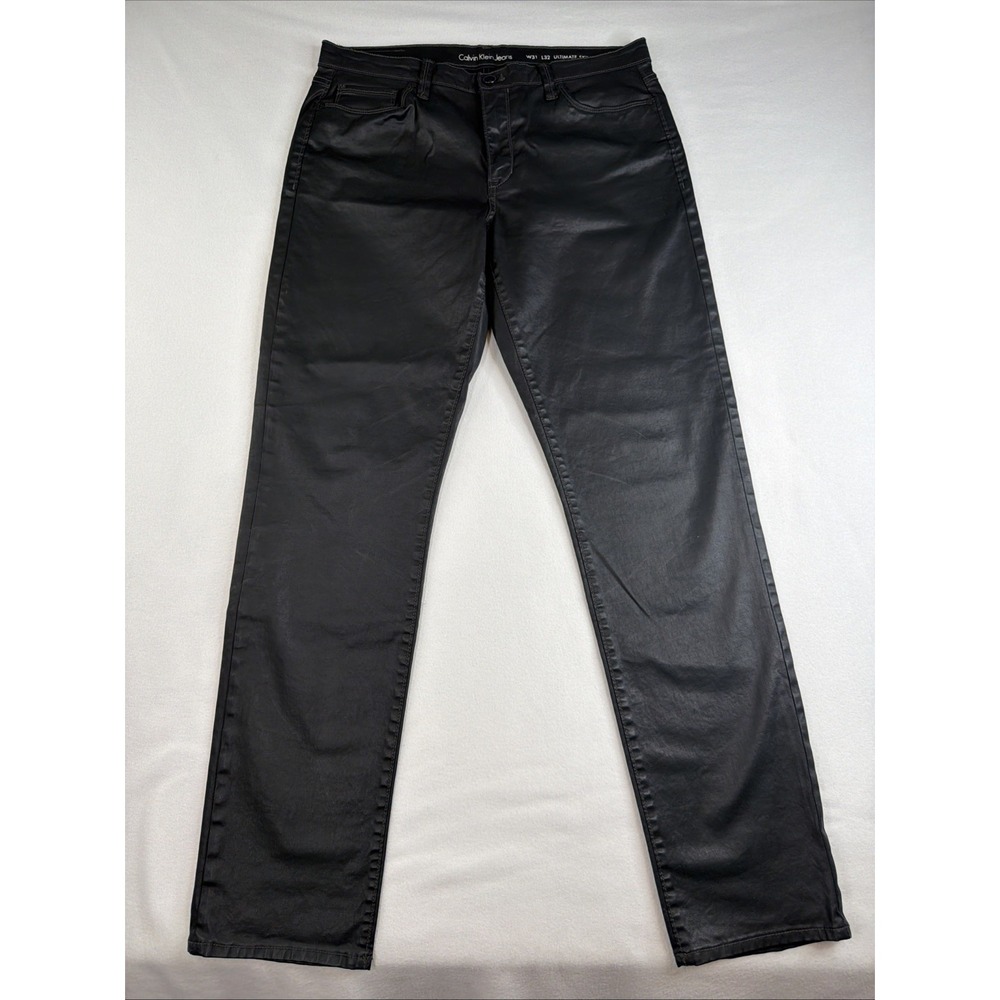 Calvin Klein Jeans Ultimate Skinny W31 L32 Black Coated Stretch Pants Womens